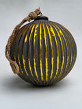 Large Ribbed Mercury Glass Ornament - Jute Rope Hanger