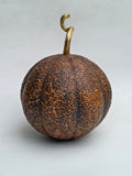 Artisan Textured Glass Pumpkin Decor with Golden Stem