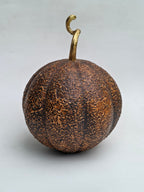 Artisan Textured Glass Pumpkin Decor with Golden Stem