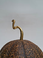 Artisan Textured Glass Pumpkin Decor with Golden Stem