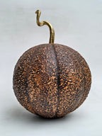 Artisan Textured Glass Pumpkin Decor with Golden Stem