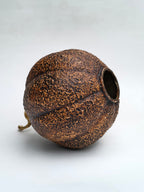 Artisan Textured Glass Pumpkin Decor with Golden Stem