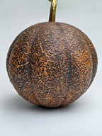 Artisan Textured Glass Pumpkin Decor with Golden Stem