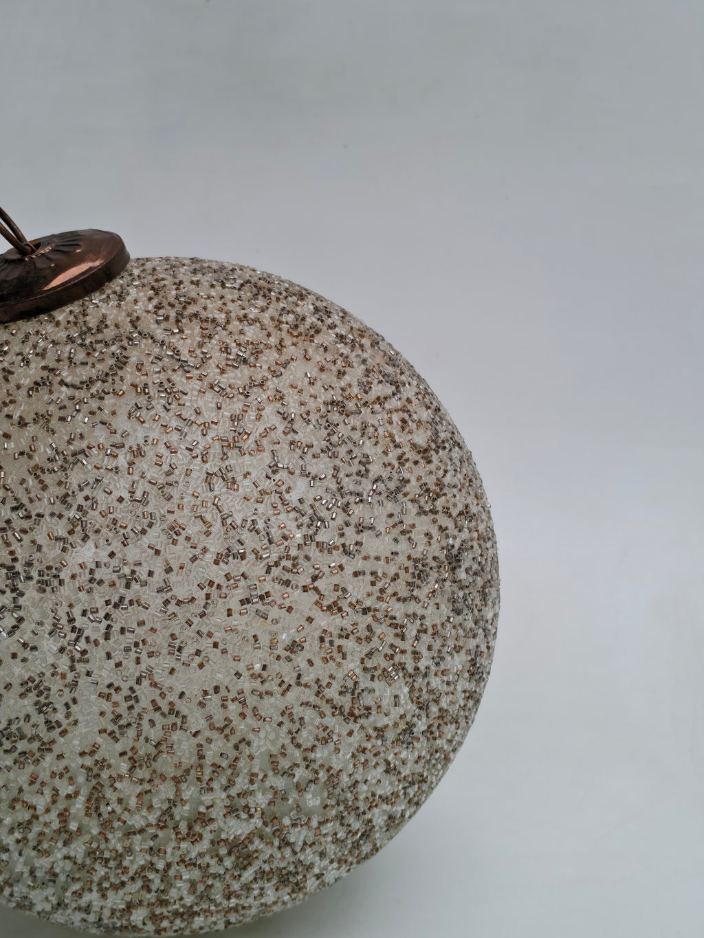 Large Beaded White & Gold Sphere Ornament
