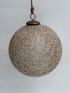 Large Beaded White & Gold Sphere Ornament