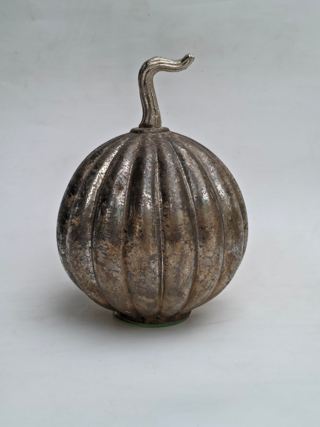 Tall Distressed Silver Mercury Glass Pumpkin Decor