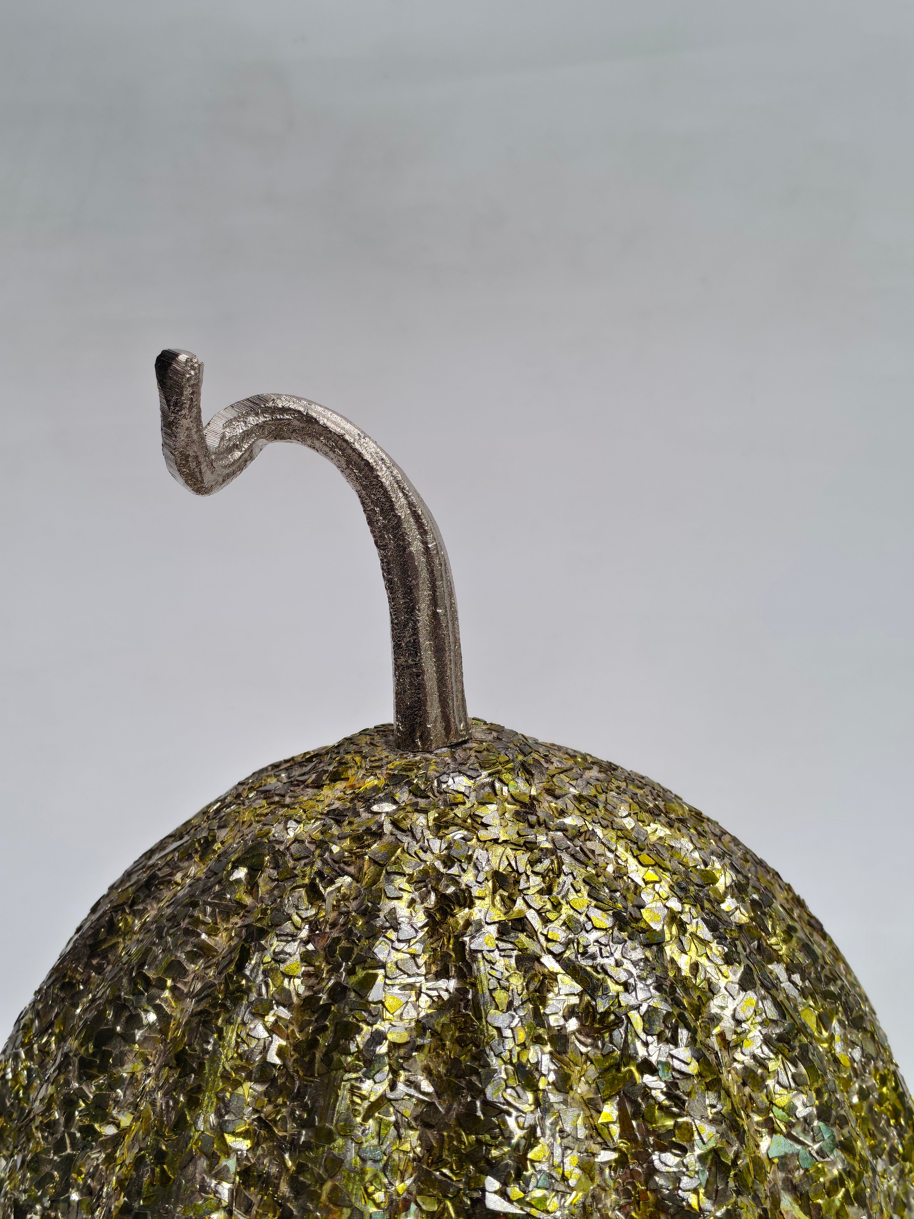 Large Glittered Gold & Silver Pumpkin Decor "Textured Sparkle Glass Showpiece"