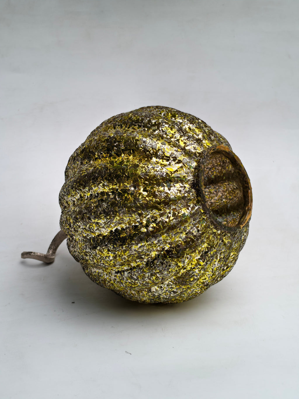 Large Glittered Gold & Silver Pumpkin Decor