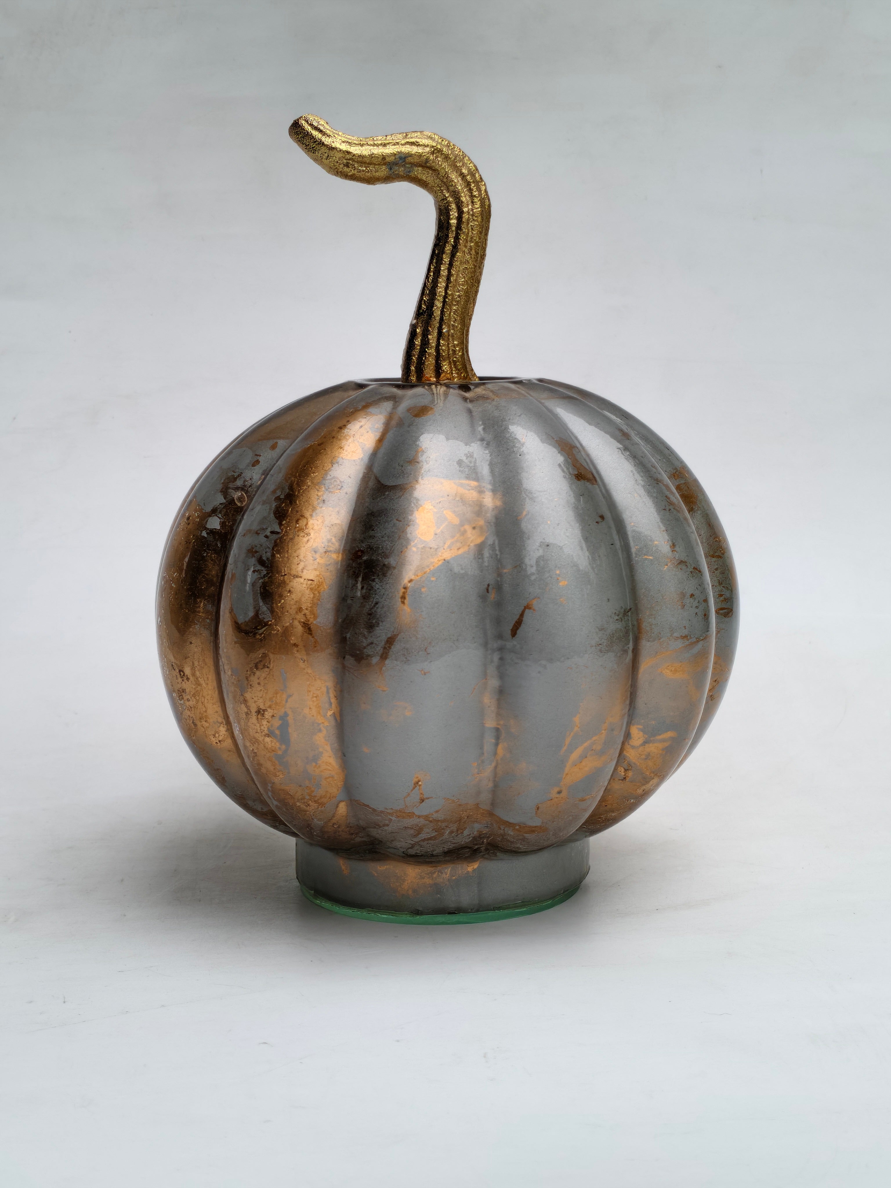 Gold & Silver Pumpkin Decor "Metallic Handcrafted Glass Showpiece"