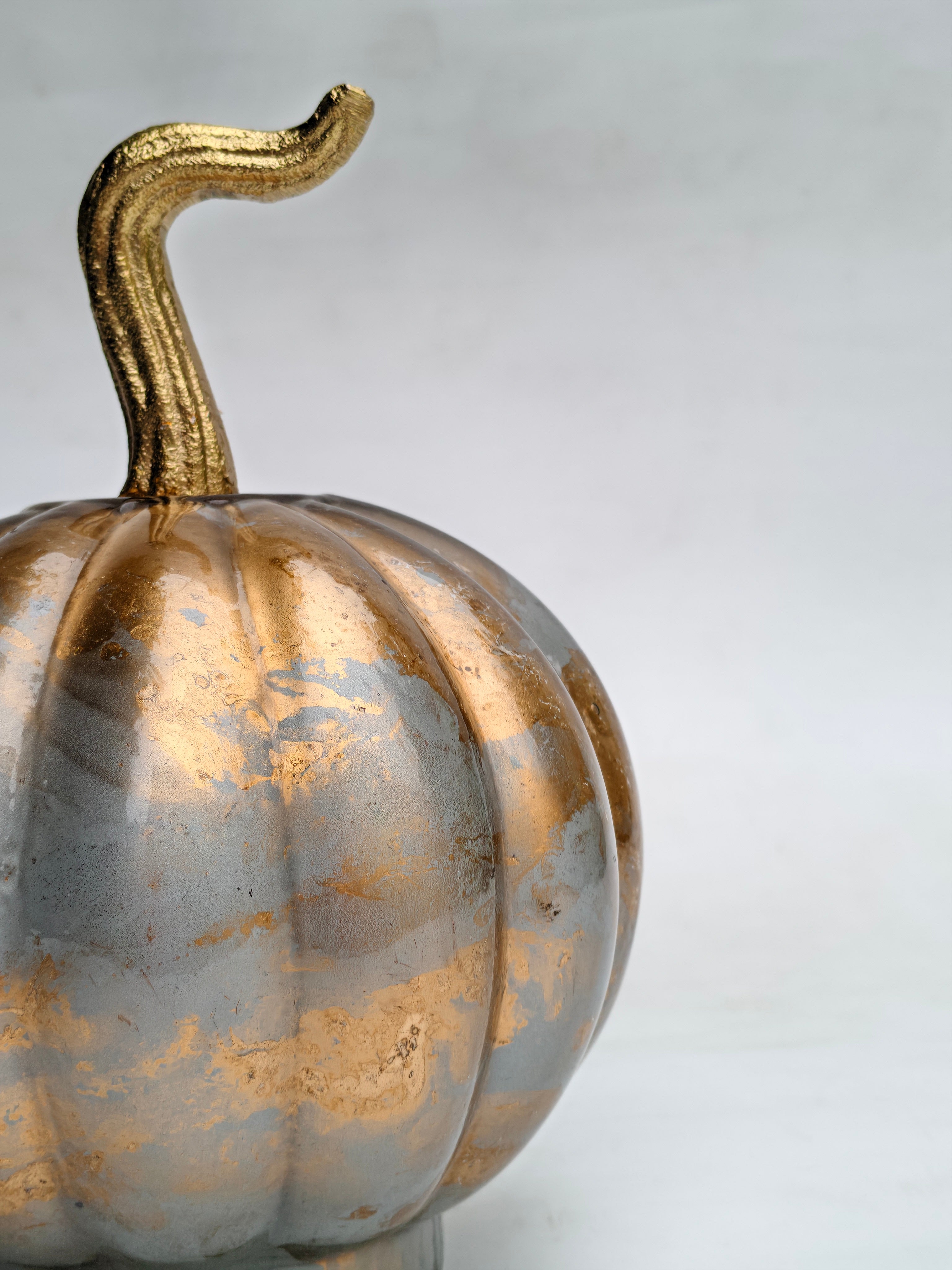 Gold & Silver Pumpkin Decor "Metallic Handcrafted Glass Showpiece"