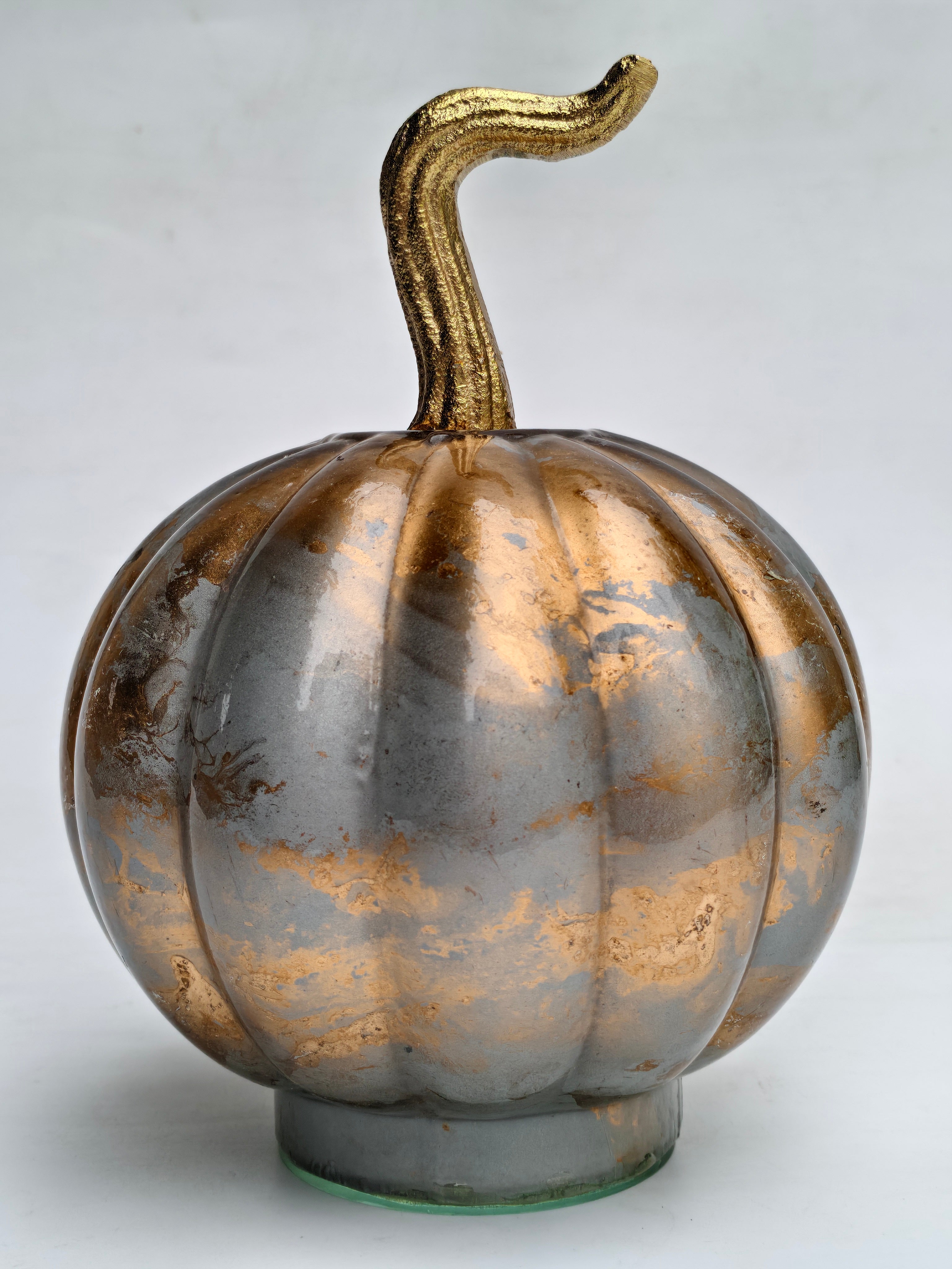 Gold & Silver Pumpkin Decor "Metallic Handcrafted Glass Showpiece"