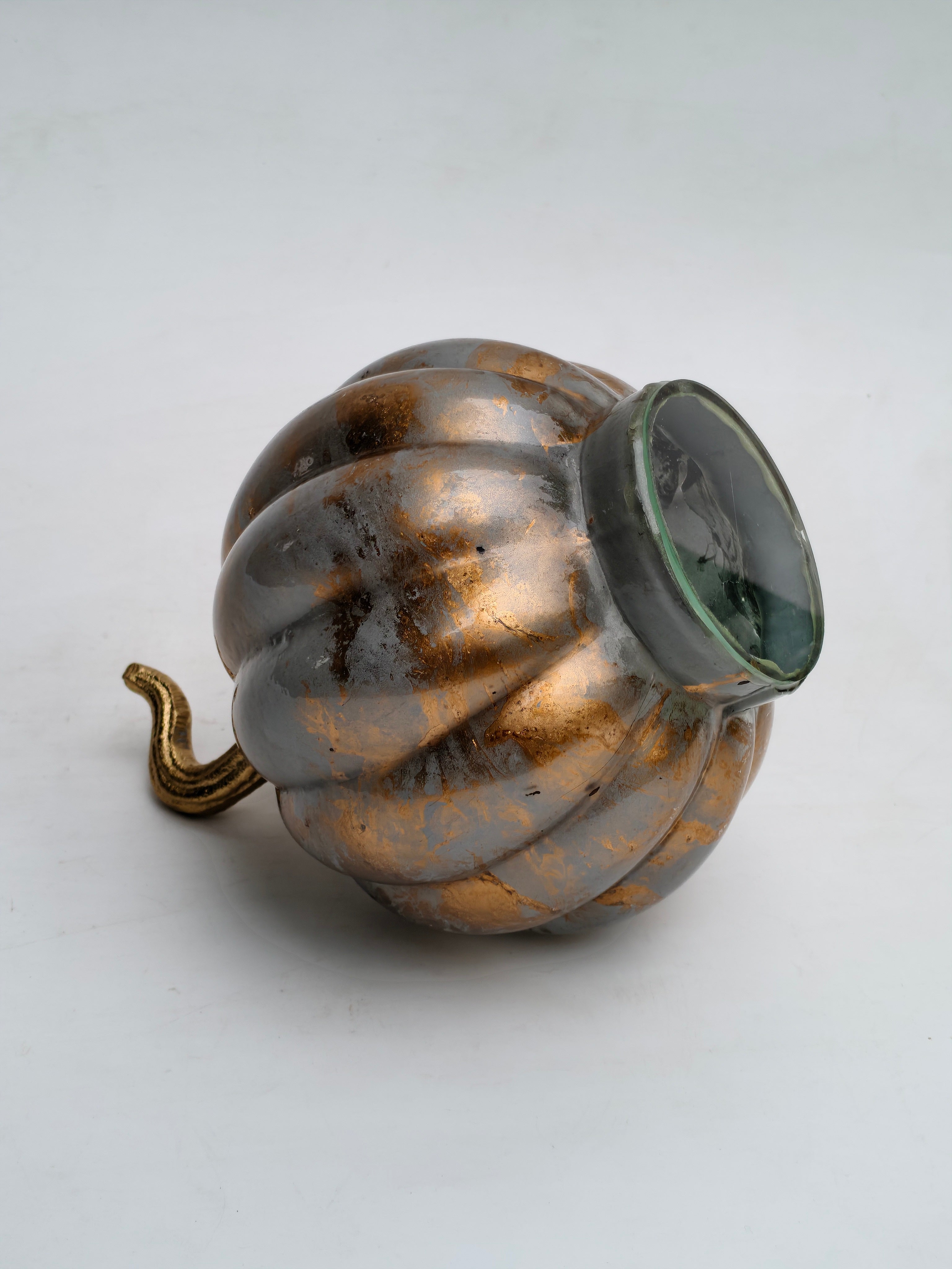 Gold & Silver Pumpkin Decor "Metallic Handcrafted Glass Showpiece"