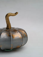 Wide Distressed Silver & Gold Pumpkin Decor