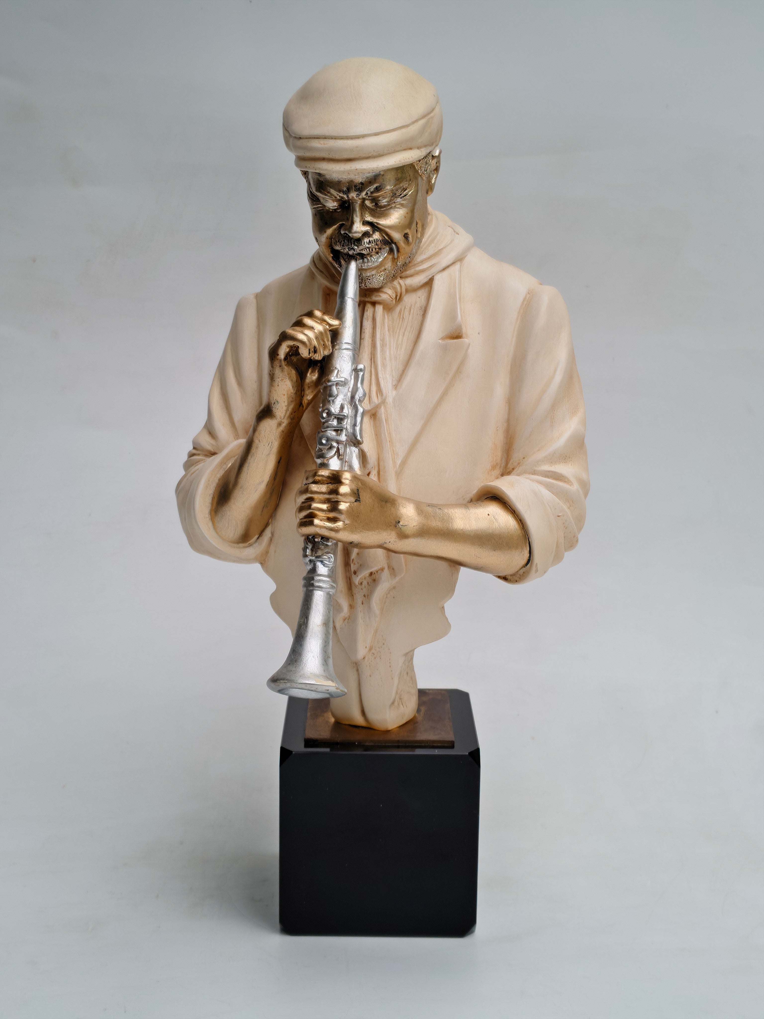 Jazz Musician Bust Sculpture with Clarinet