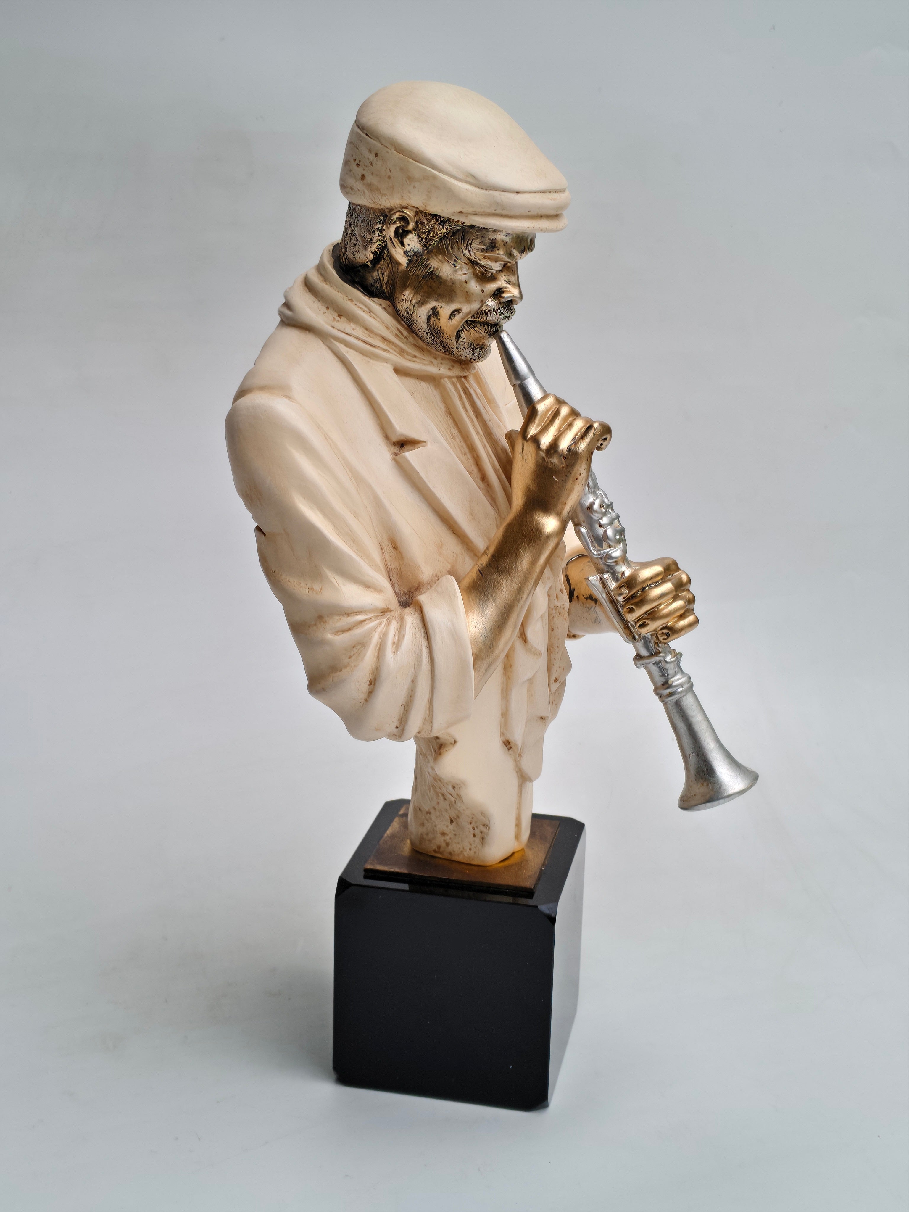 Jazz Musician Bust Sculpture with Clarinet