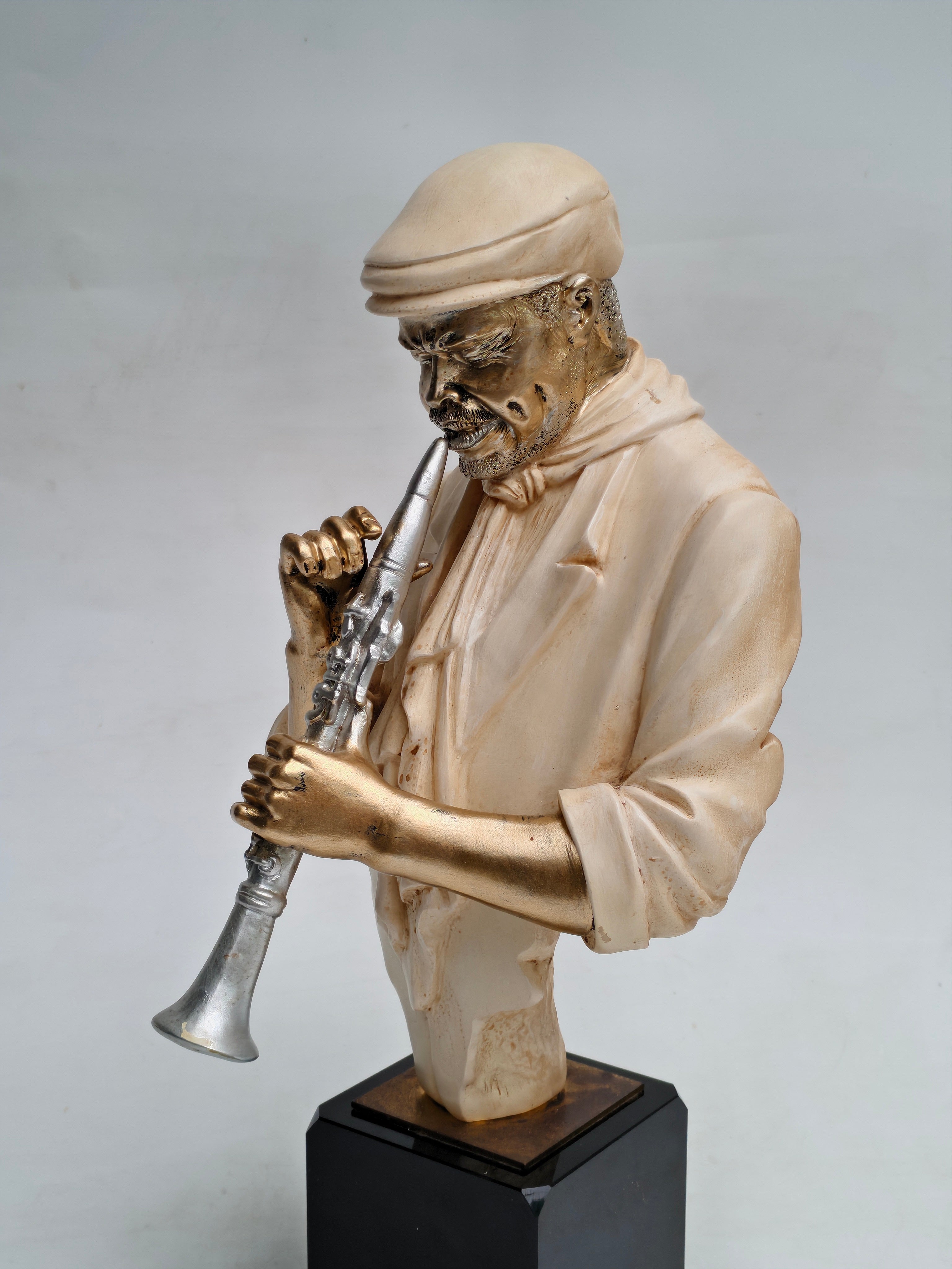 Jazz Musician Bust Sculpture with Clarinet