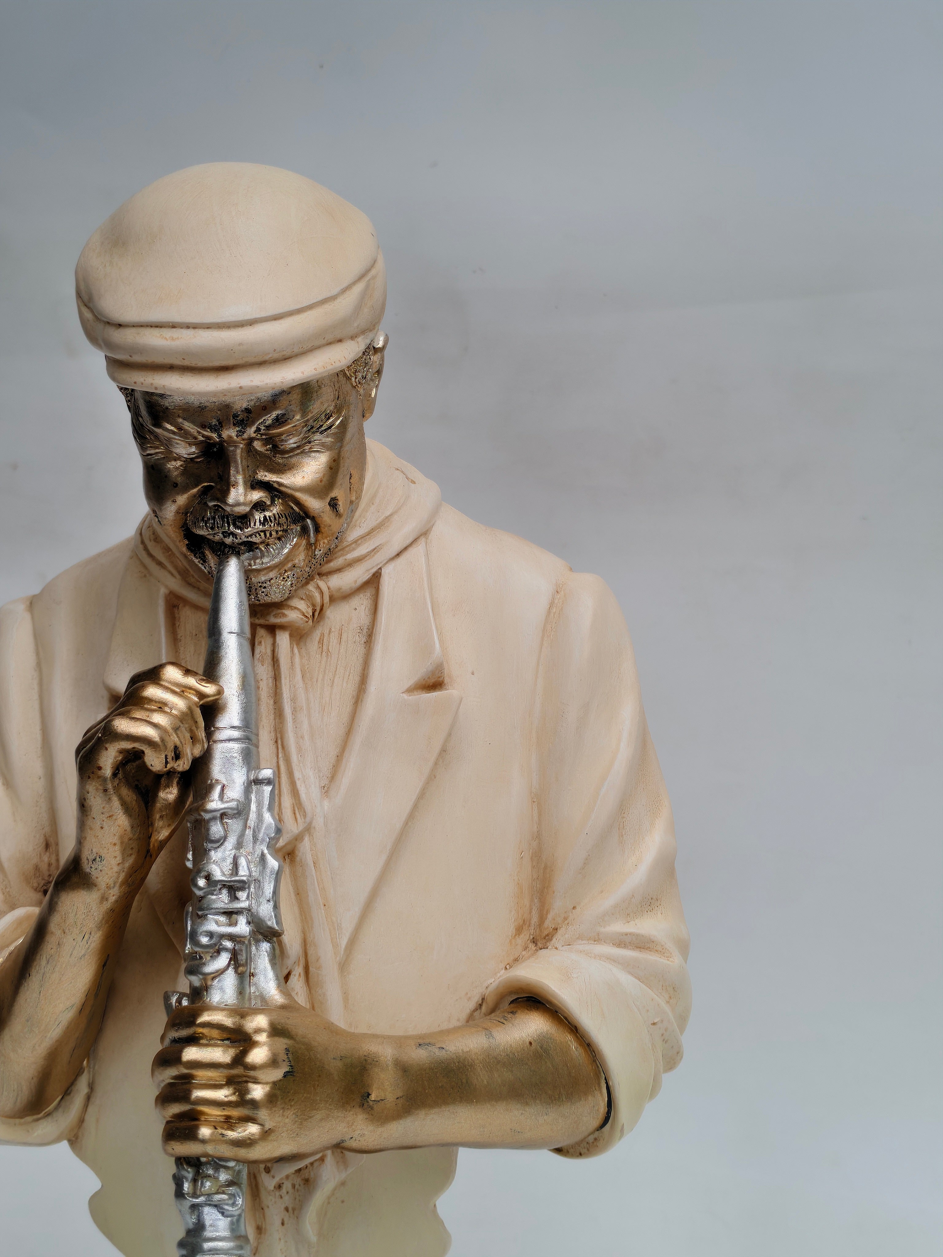 Jazz Musician Bust Sculpture with Clarinet