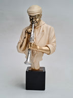 Jazz Musician Bust Sculpture with Clarinet