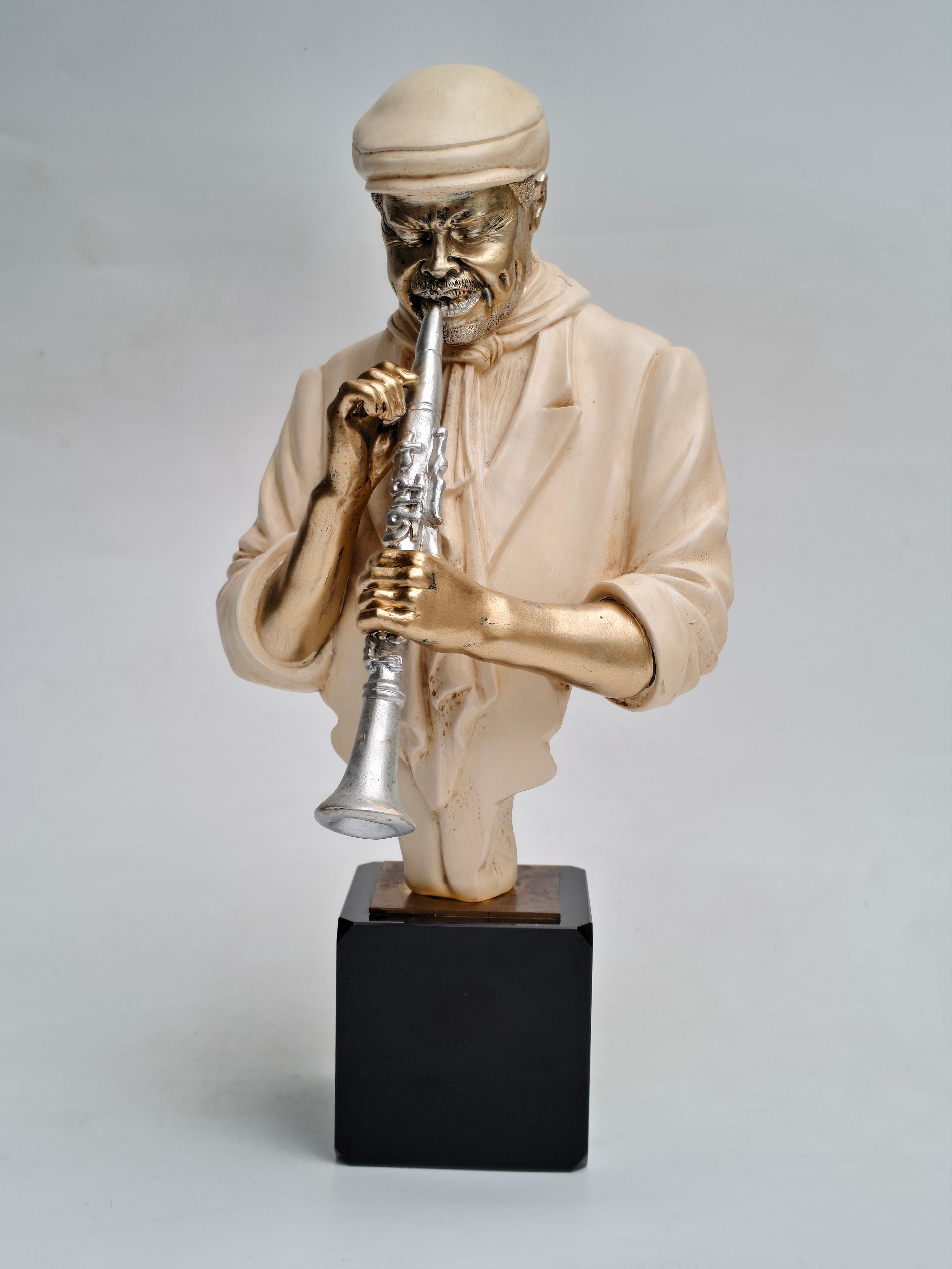 Jazz Musician Bust Sculpture with Clarinet