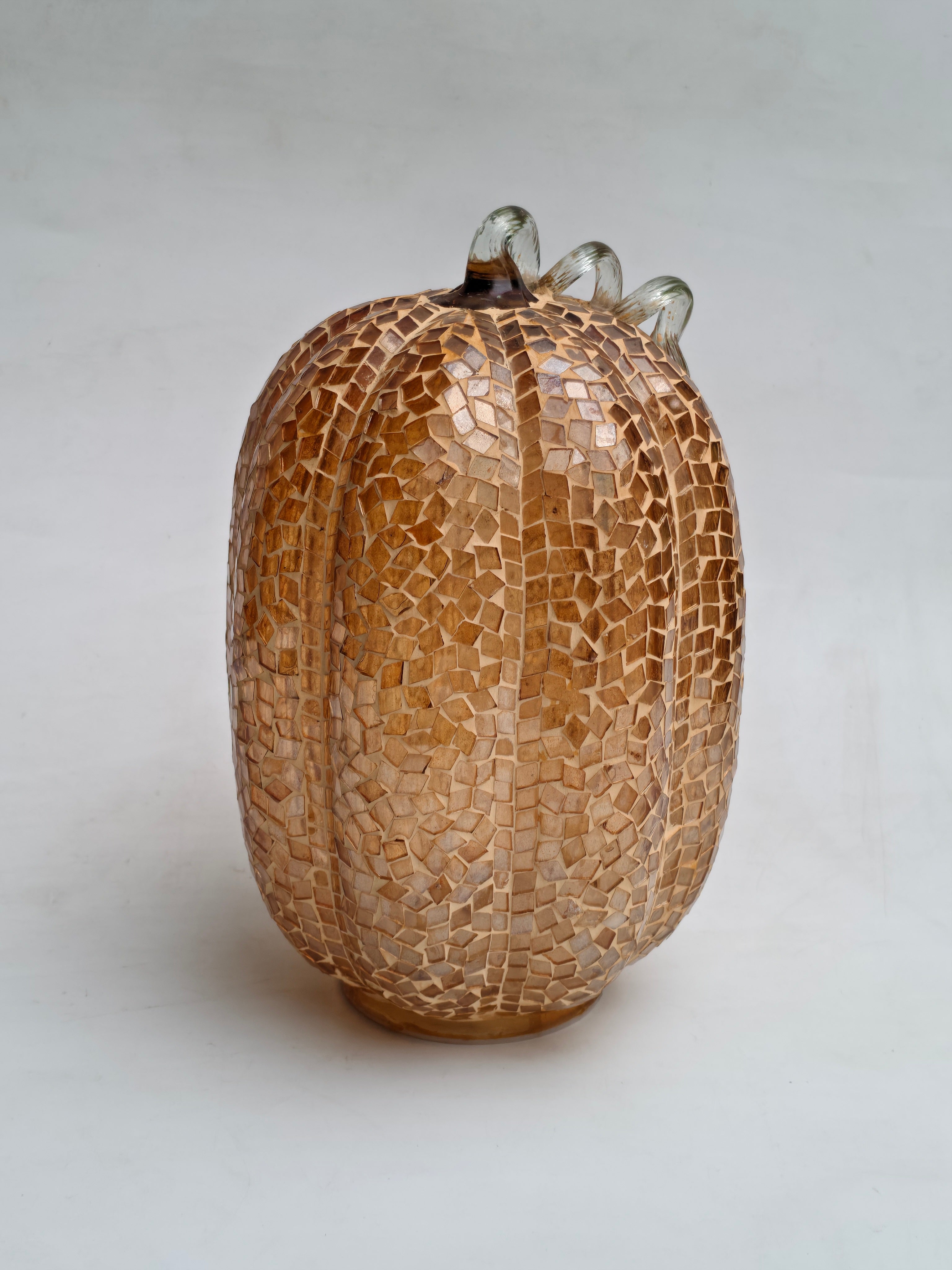 Handcrafted Mosaic Glass Pumpkin – Amber Glow Decorative Accent