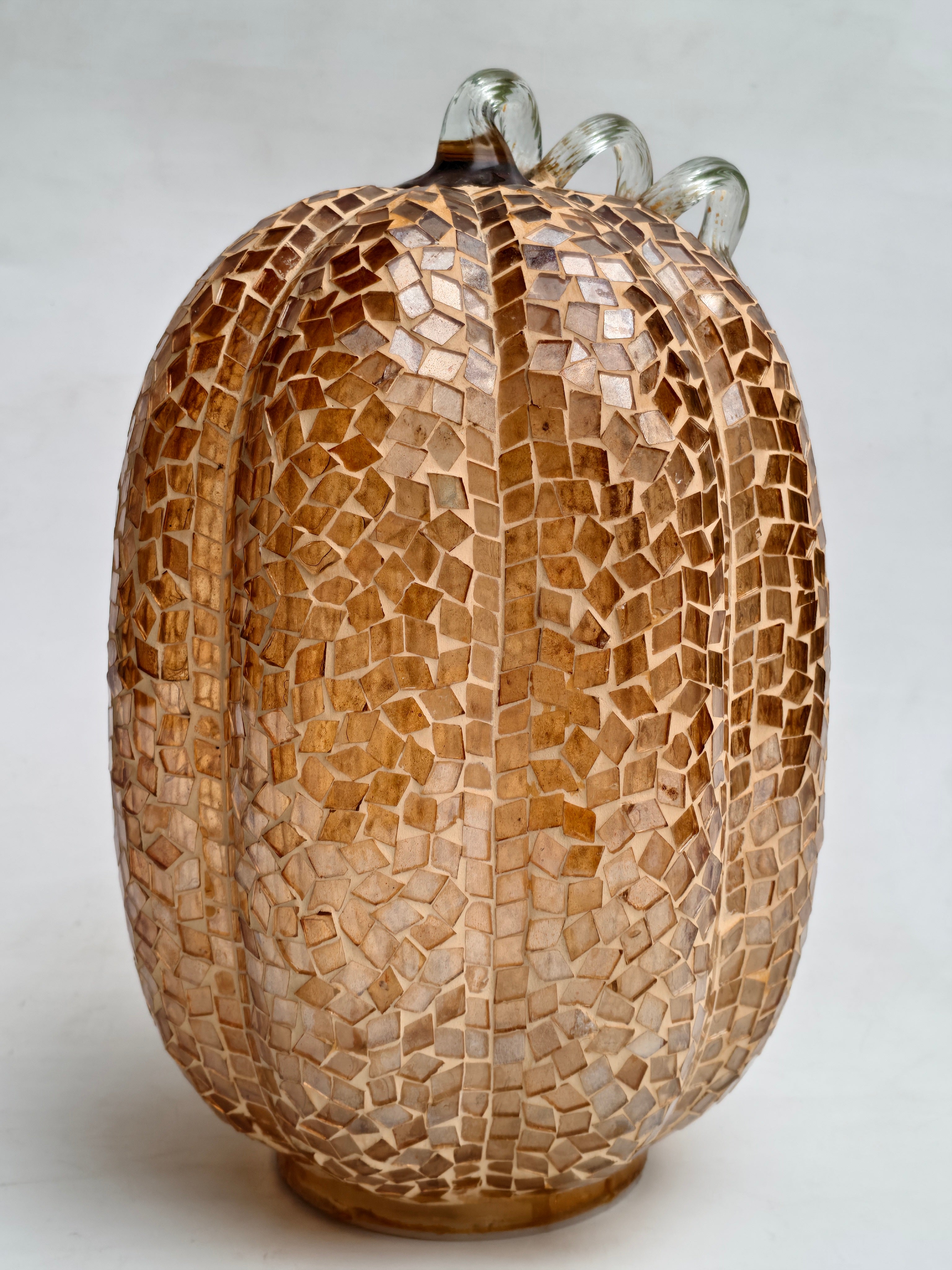 Handcrafted Mosaic Glass Pumpkin – Amber Glow Decorative Accent