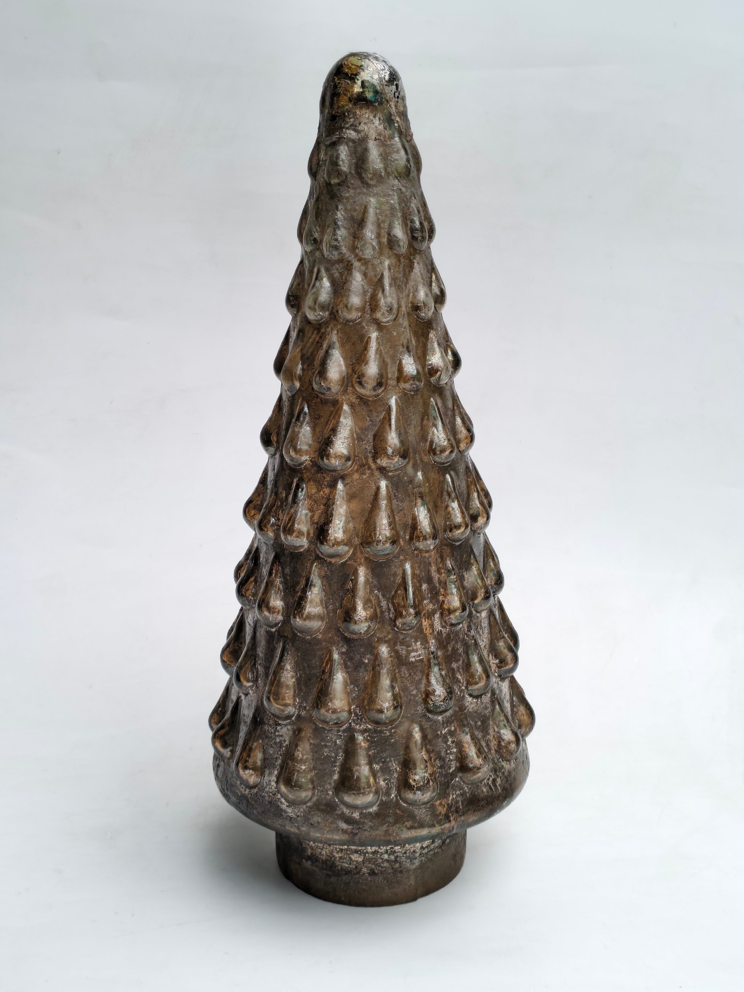 Antique Finish Metal Christmas Tree Décor | Hollow Base for Fairy Lights