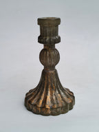 Antique Textured Glass Candle Holder – Distressed Gold Finish