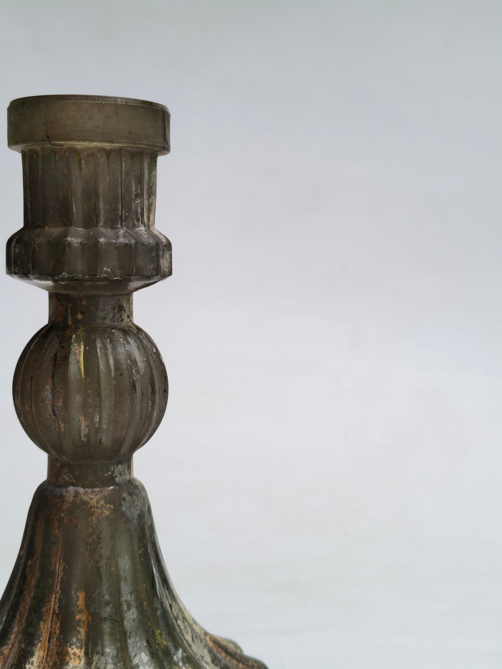 Antique Textured Glass Candle Holder – Distressed Gold Finish