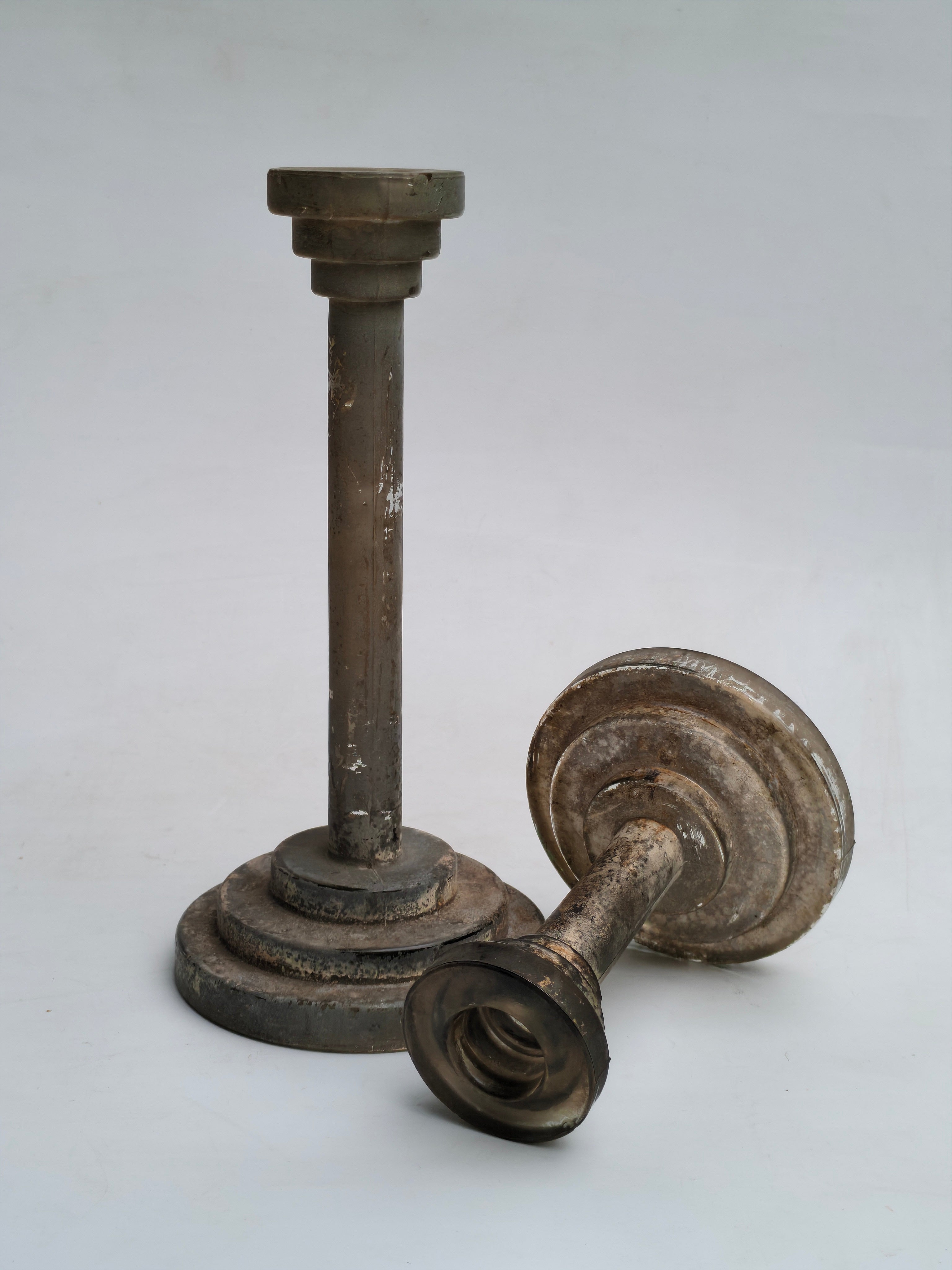 Vintage Glass Holder Pair – Rustic Distressed Finish