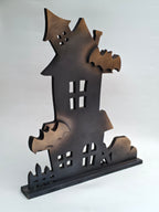 Haunted House Wooden Decor with Bats – Halloween Collection