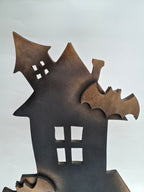 Haunted House Wooden Decor with Bats – Halloween Collection