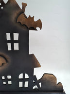 Haunted House Wooden Decor with Bats – Halloween Collection