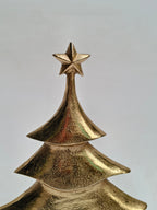 Set of 2 Metal Christmas Tree Figurines with Wooden Base