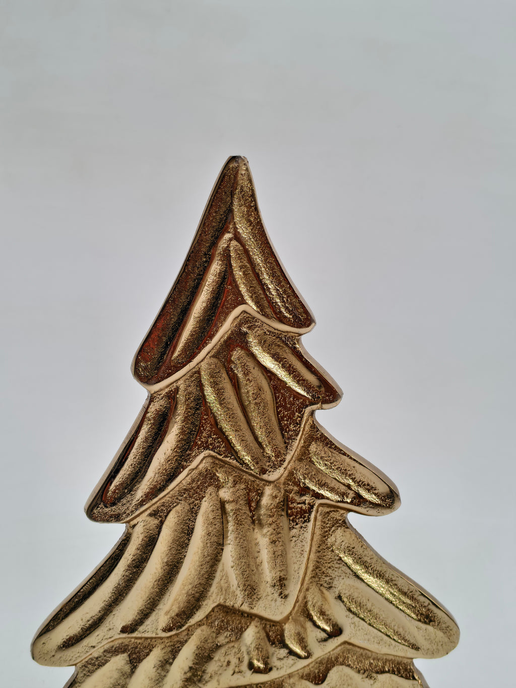 Golden Metal Christmas Tree with Wooden Base | Festive Table Décor