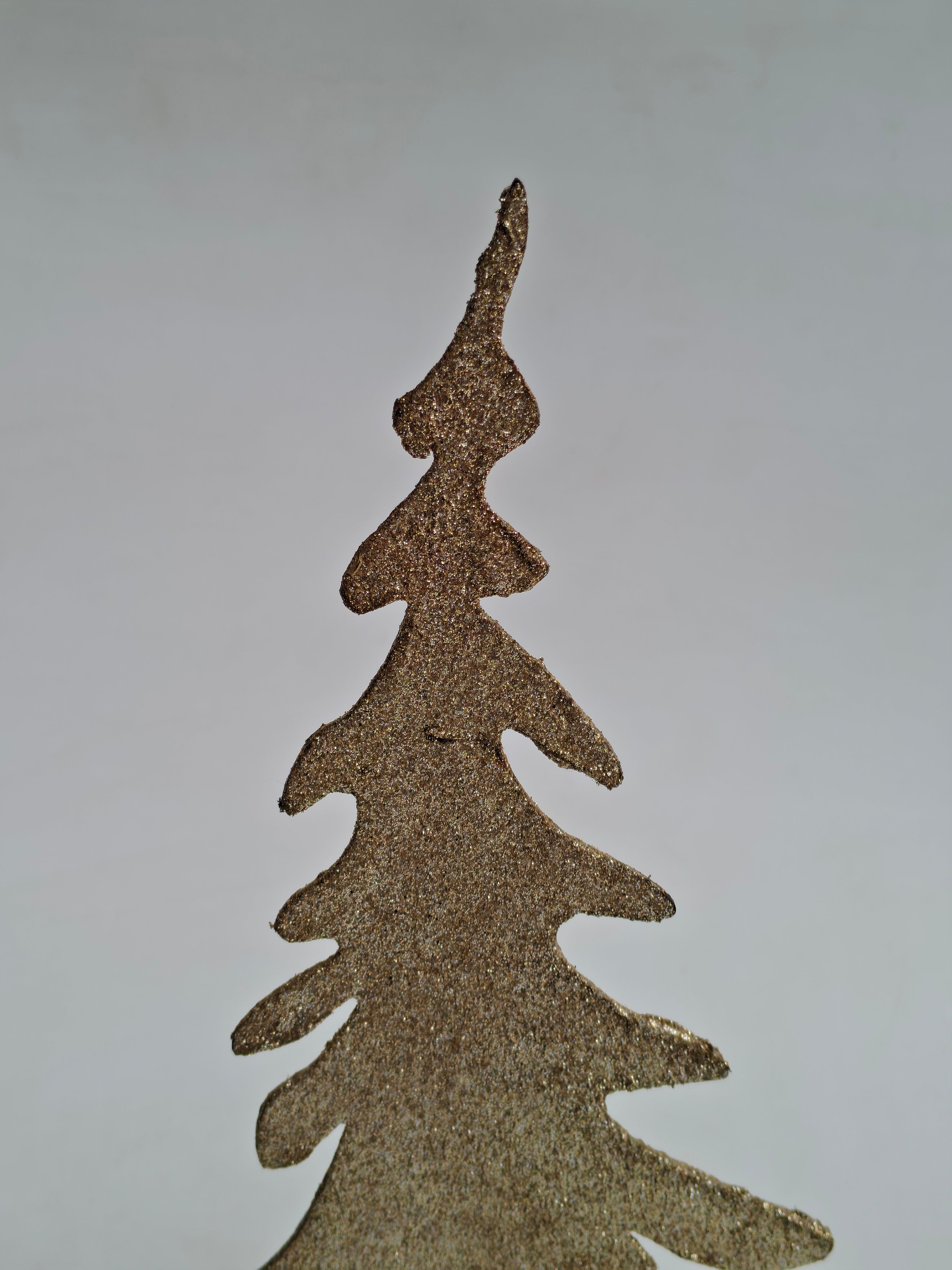 Glittered Golden Christmas Tree on Wooden Base | Elegant Festive Décor