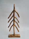 Tall Golden Abstract Christmas Tree on Wooden Base