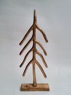Tall Golden Abstract Christmas Tree on Wooden Base