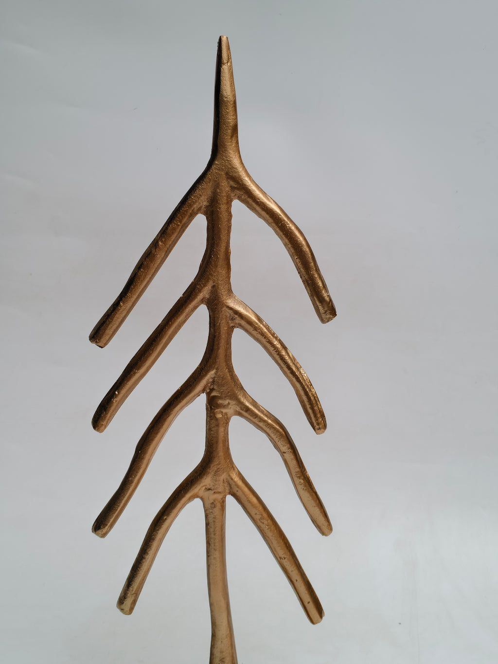 Tall Golden Abstract Christmas Tree on Wooden Base