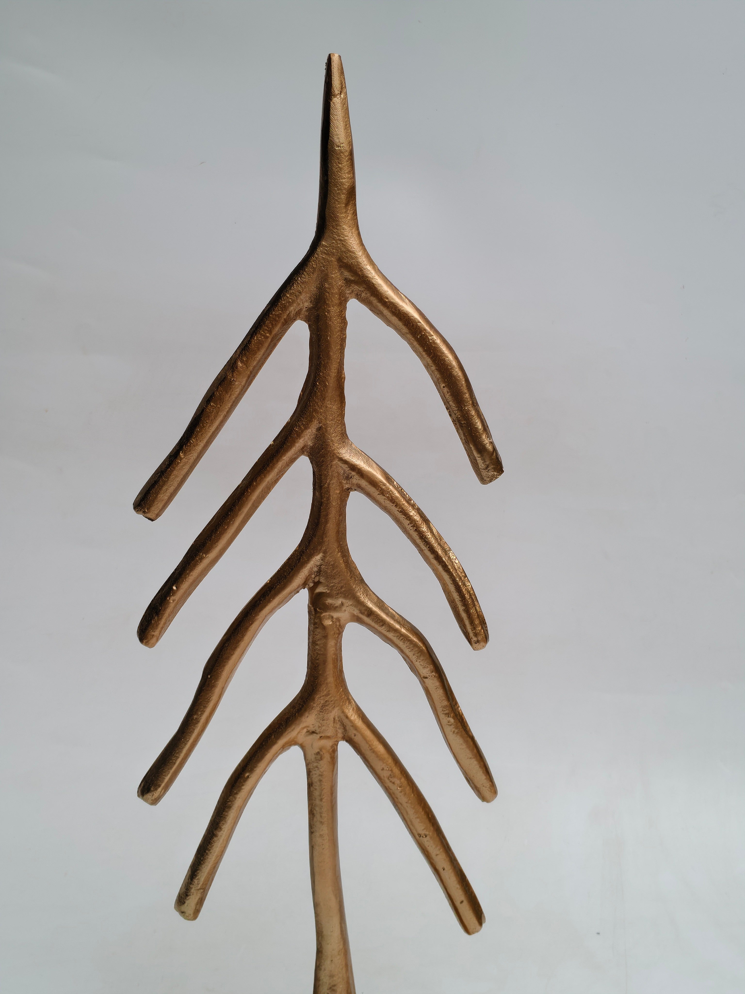 Tall Golden Abstract Christmas Tree on Wooden Base | Modern Festive Décor