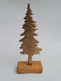 Golden Metal Christmas Tree with Wooden Base
