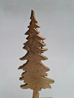 Golden Metal Christmas Tree with Wooden Base