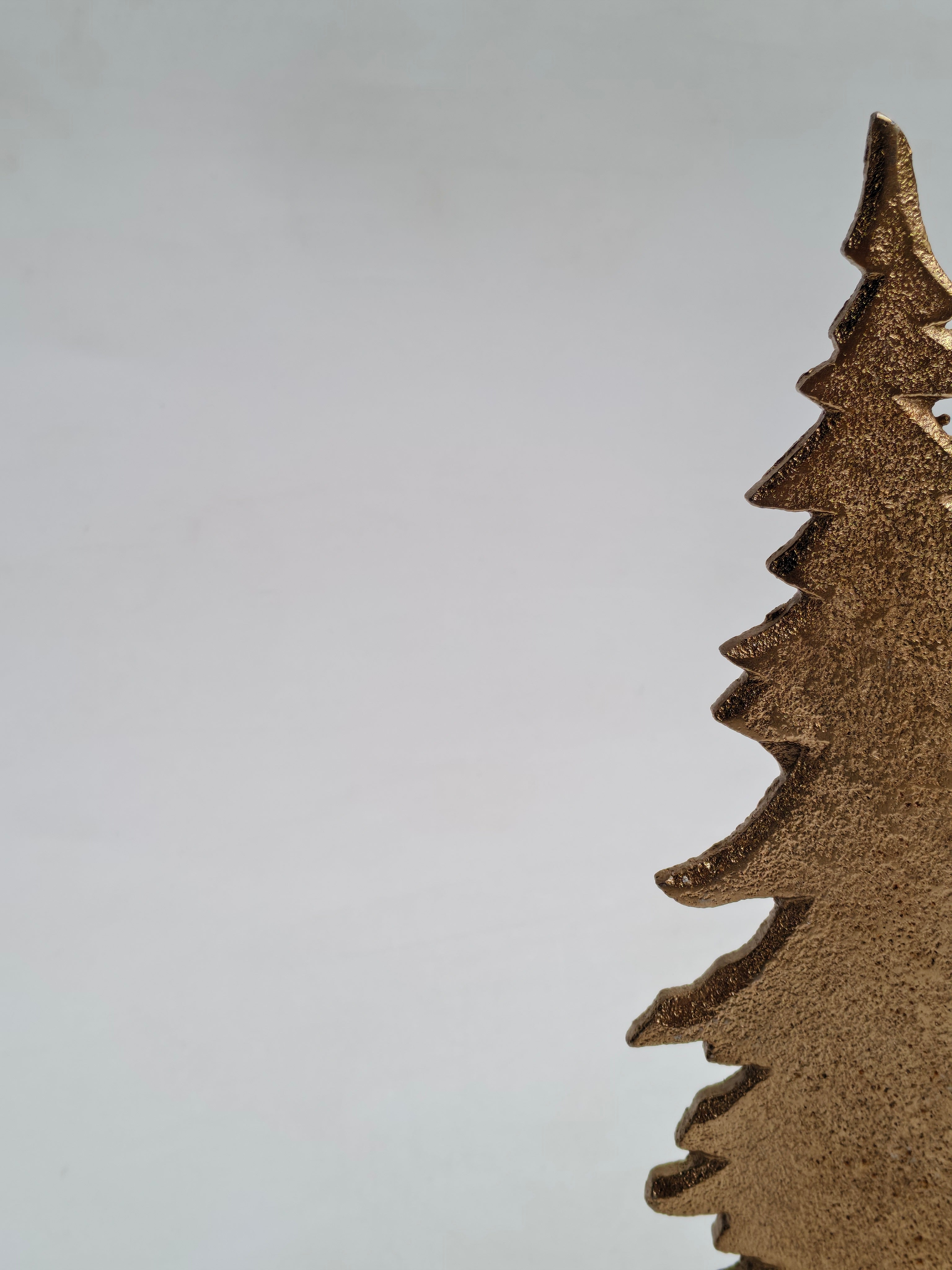 Golden Metal Christmas Tree with Wooden Base | Elegant Holiday Tabletop Décor
