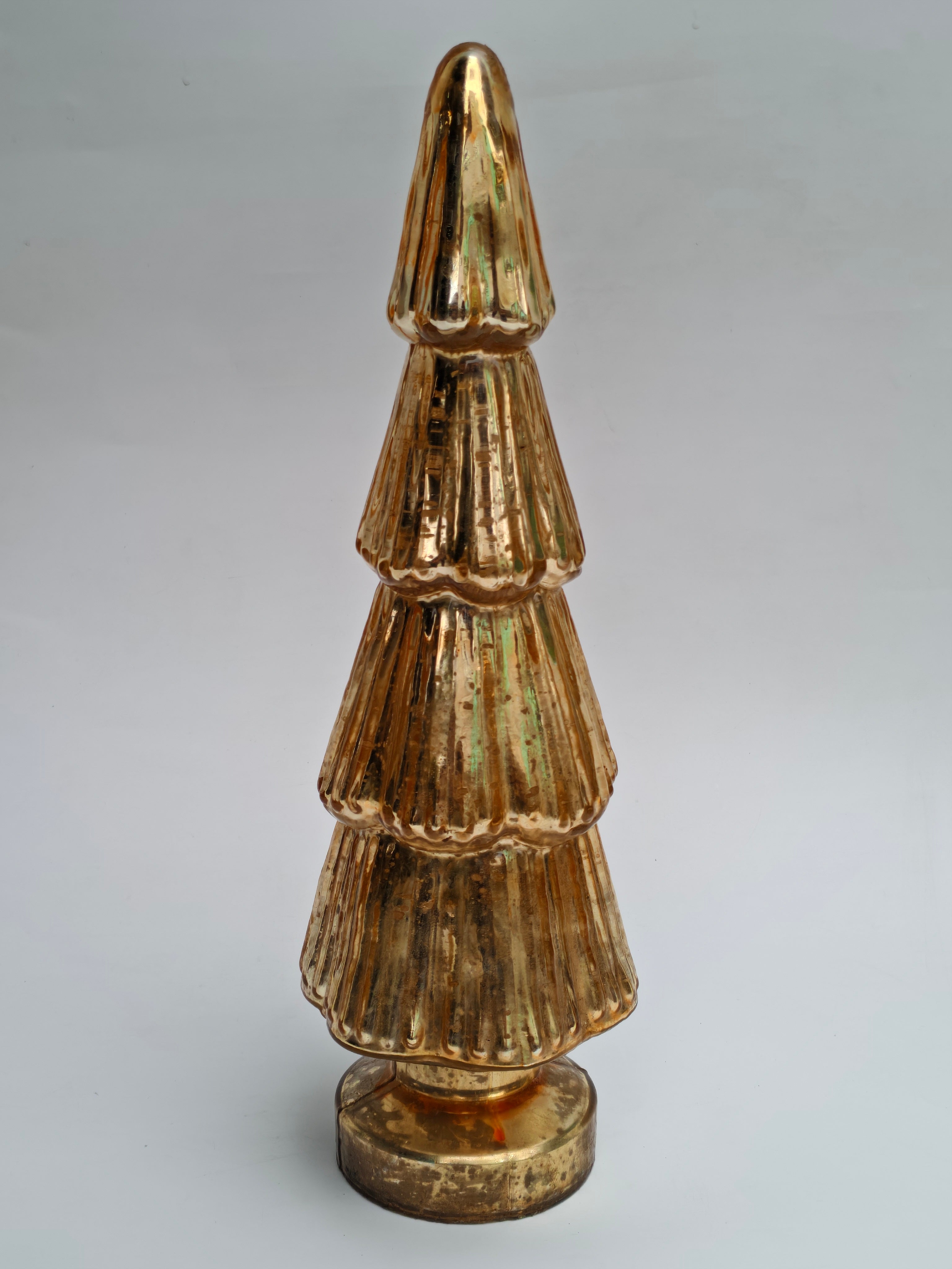 Golden Glass Christmas Tree Decor - Fairy Light Insert Decor