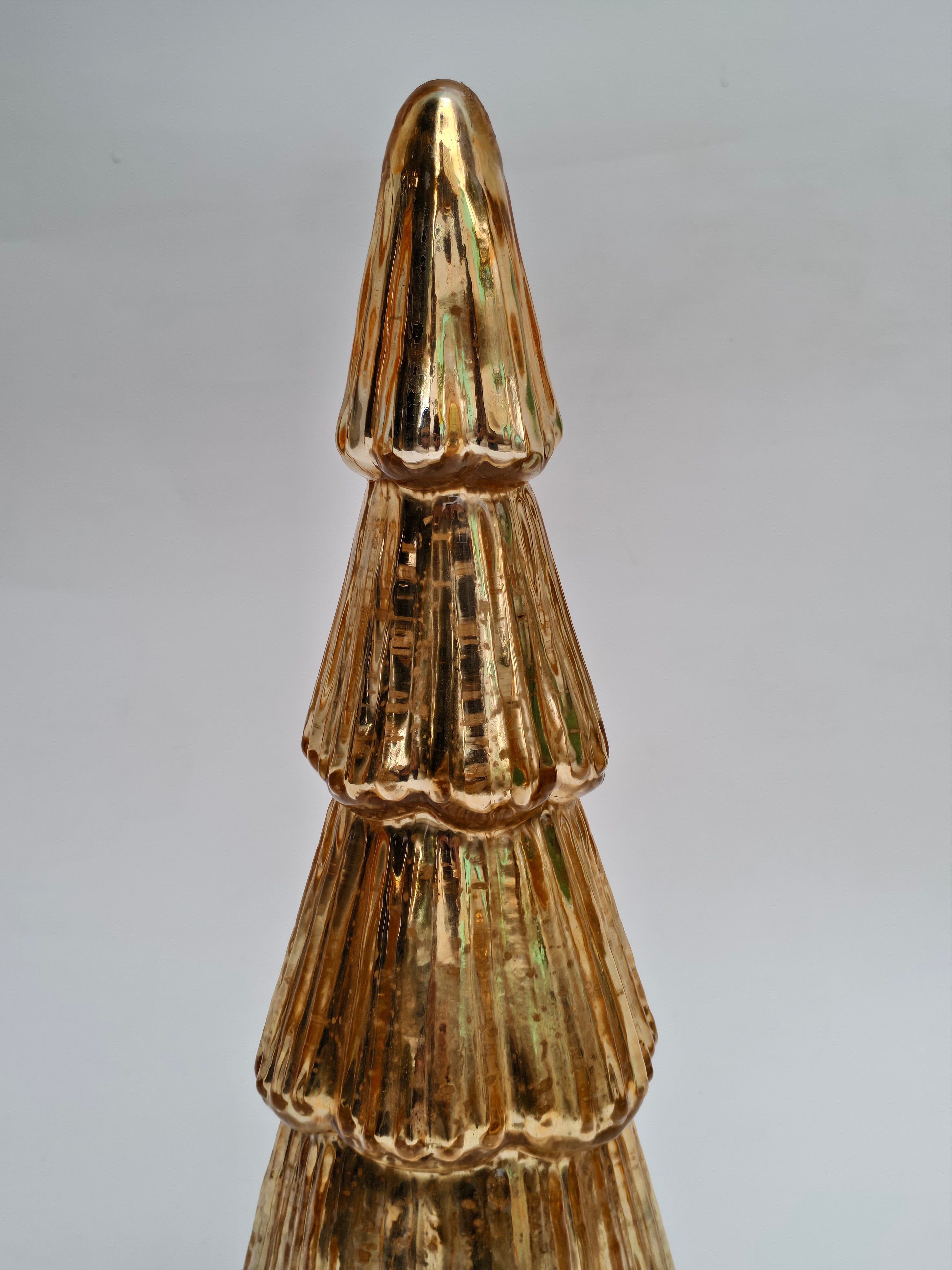 Golden Glass Christmas Tree Decor - Fairy Light Insert Decor