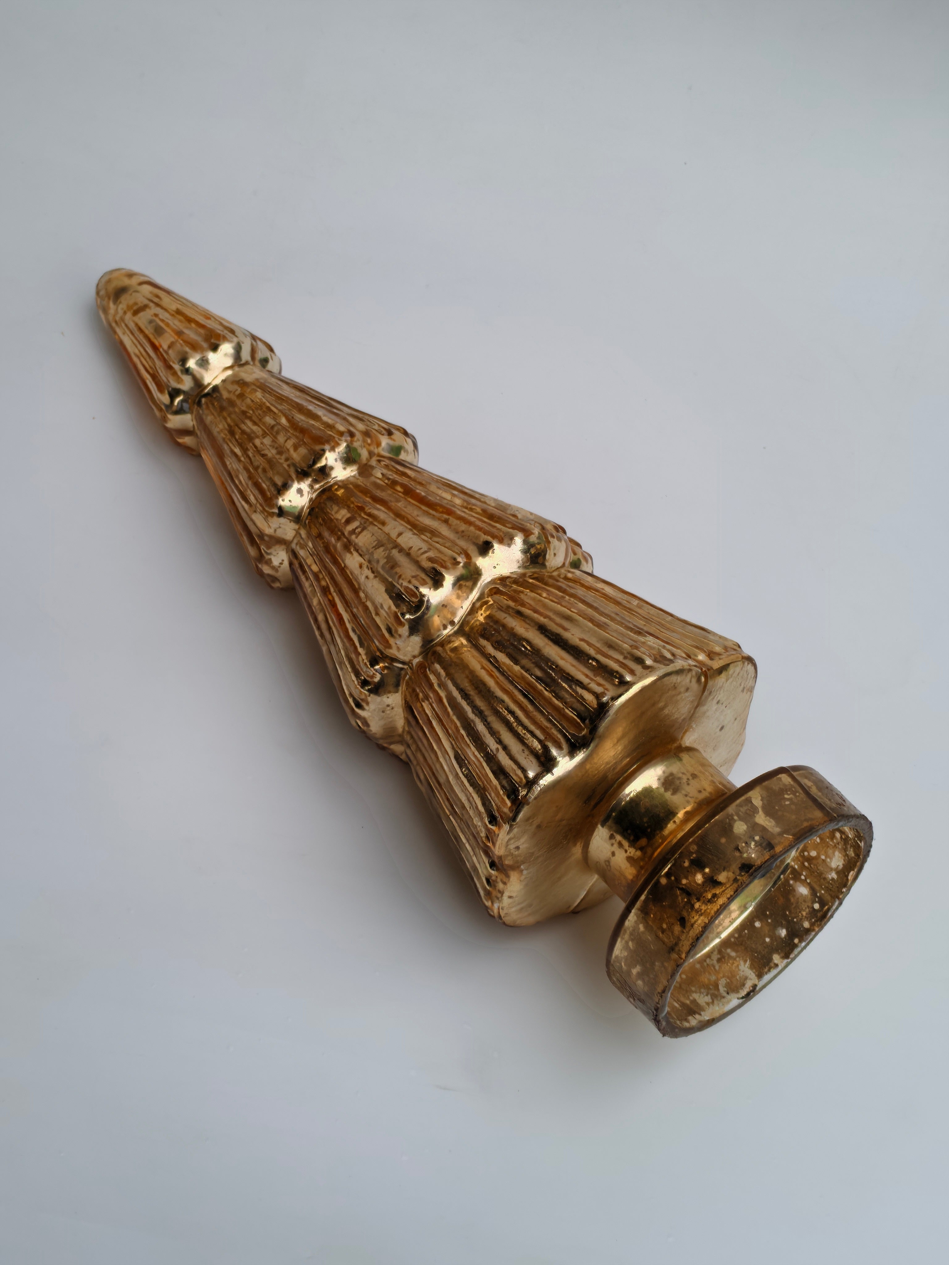 Golden Glass Christmas Tree Decor - Fairy Light Insert Decor