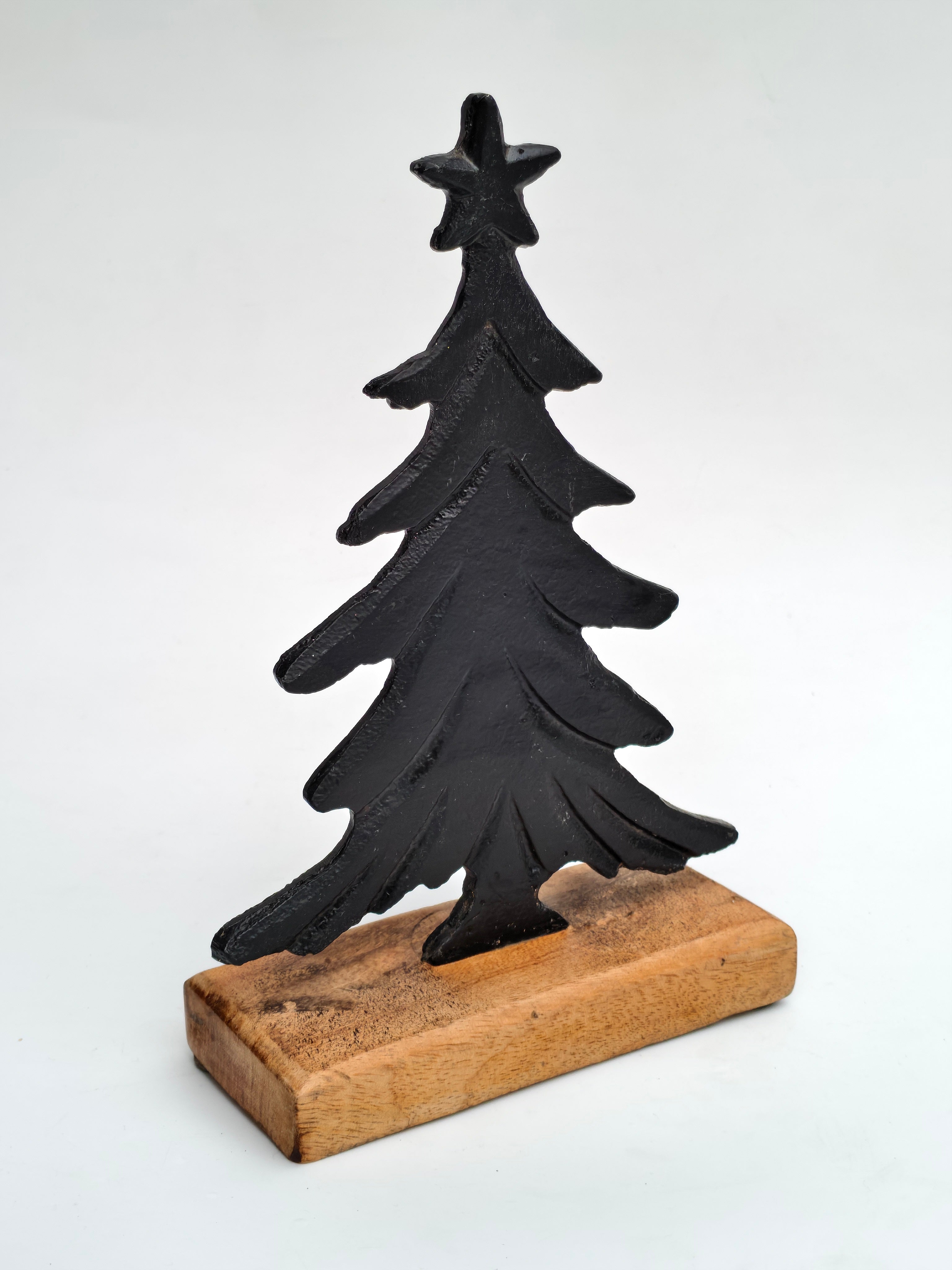 Black Iron Christmas Tree with Wooden Base
