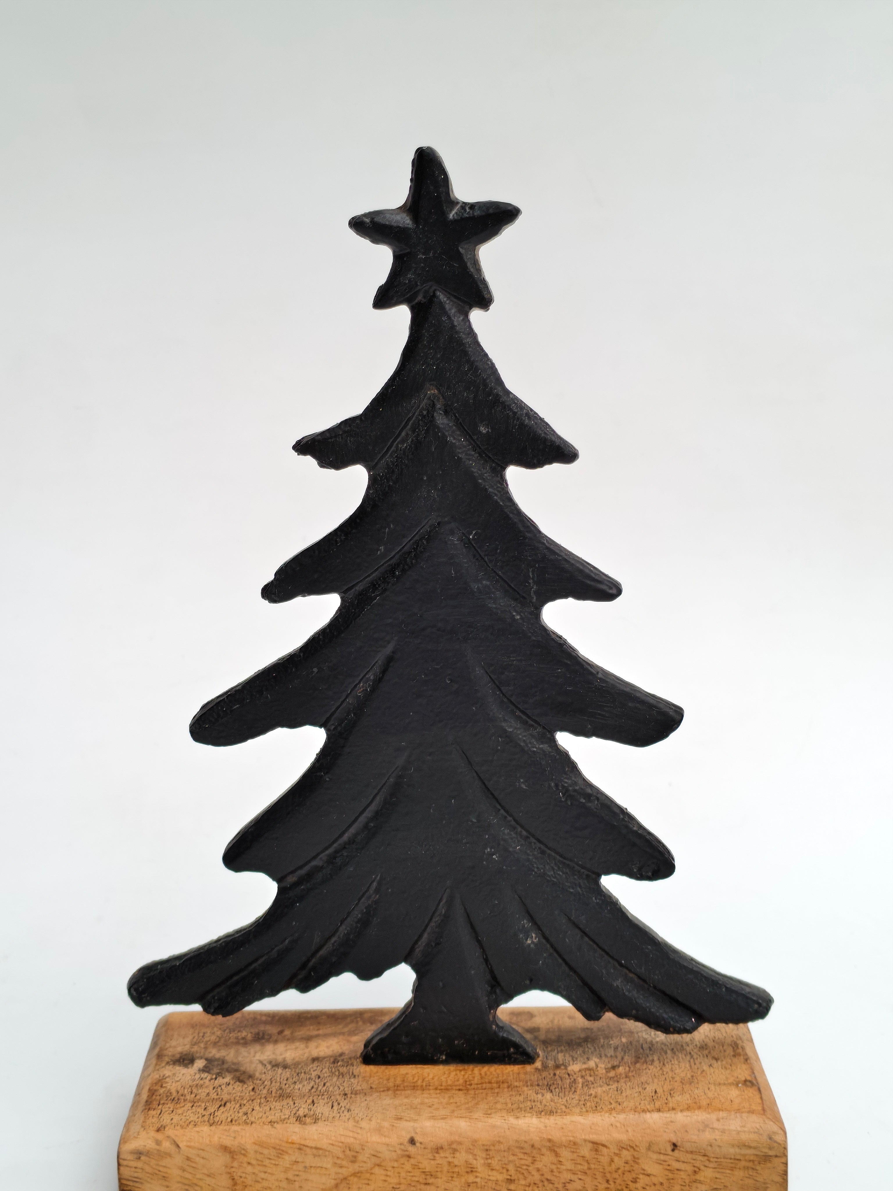 Black Iron Christmas Tree with Wooden Base