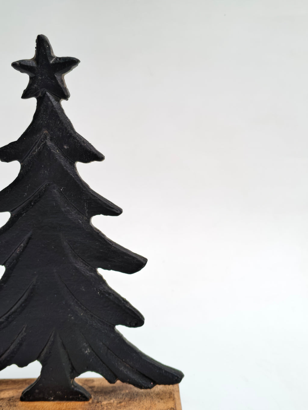 Black Iron Christmas Tree with Wooden Base