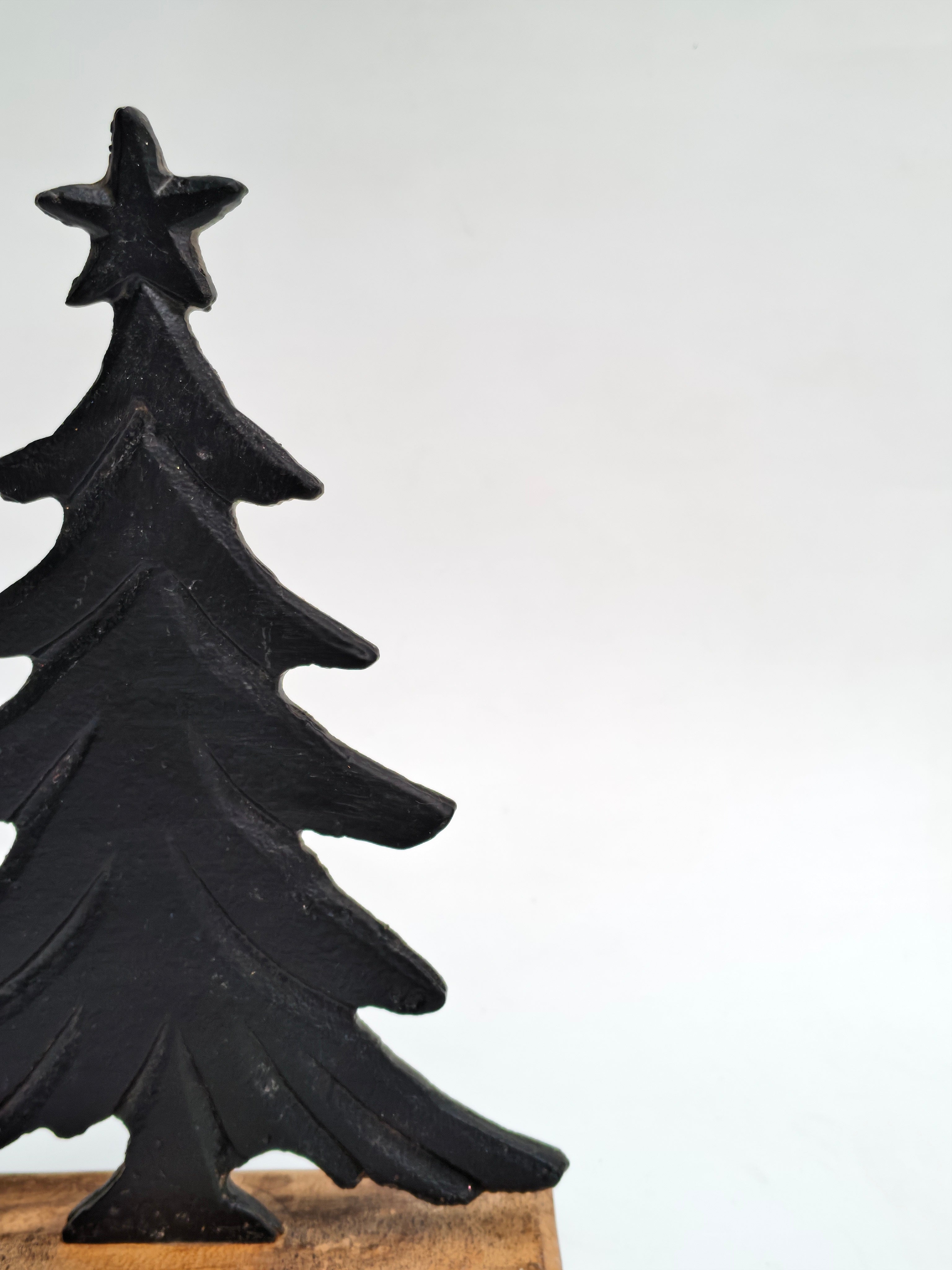 Black Iron Christmas Tree with Wooden Base