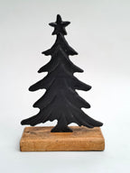 Black Iron Christmas Tree with Wooden Base